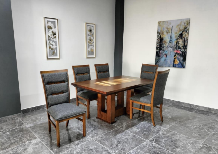 Comedor argentinalde 6 chapa ocume y parota salvaje color nogal