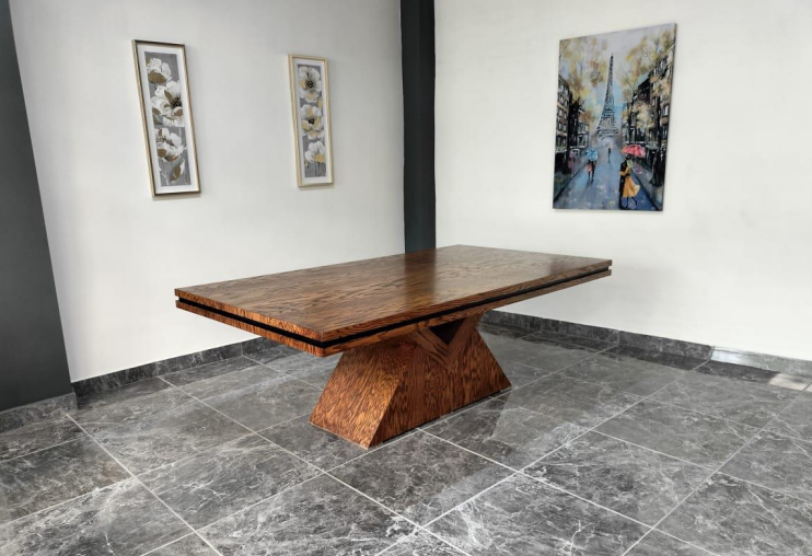 Mesa holanda de 8 chapa encino color nogal